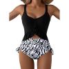 imageAleumdr Womens One Piece Swimsuit Ruffle Slimming Tummy Control Bathing Suits Cutout V Neck High Cut SwimwearBlack