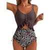 imageAleumdr Womens One Piece Swimsuit Ruffle Slimming Tummy Control Bathing Suits Cutout V Neck High Cut SwimwearLeopard Brown