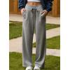 imageAleumdr Lounge Pants for Women Wide Leg Sweatpants High Waisted Baggy Yoga Palazzo Flowy Pants with PocketA2 Light Grey
