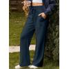 imageAleumdr Lounge Pants for Women Wide Leg Sweatpants High Waisted Baggy Yoga Palazzo Flowy Pants with PocketA3 Navy Blue