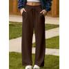 imageAleumdr Lounge Pants for Women Wide Leg Sweatpants High Waisted Baggy Yoga Palazzo Flowy Pants with PocketA4 Brown
