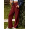 imageAleumdr Lounge Pants for Women Wide Leg Sweatpants High Waisted Baggy Yoga Palazzo Flowy Pants with PocketA5 Wine Red