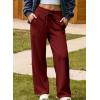 imageAleumdr Lounge Pants for Women Wide Leg Sweatpants High Waisted Baggy Yoga Palazzo Flowy Pants with PocketA5 Wine Red
