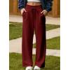 imageAleumdr Lounge Pants for Women Wide Leg Sweatpants High Waisted Baggy Yoga Palazzo Flowy Pants with PocketA5 Wine Red