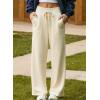 imageAleumdr Lounge Pants for Women Wide Leg Sweatpants High Waisted Baggy Yoga Palazzo Flowy Pants with PocketA6 Beige