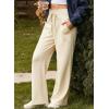 imageAleumdr Lounge Pants for Women Wide Leg Sweatpants High Waisted Baggy Yoga Palazzo Flowy Pants with PocketA6 Beige