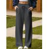 imageAleumdr Lounge Pants for Women Wide Leg Sweatpants High Waisted Baggy Yoga Palazzo Flowy Pants with PocketA7 Dark Grey