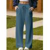 imageAleumdr Lounge Pants for Women Wide Leg Sweatpants High Waisted Baggy Yoga Palazzo Flowy Pants with PocketA9 Real Teal