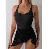 imageAleumdr One Piece Swimdress Swimsuit for Women Tummy Control with Mesh Skirt Tie Knot Swim Dresses Bathing SuitBlack