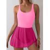 imageAleumdr One Piece Swimdress Swimsuit for Women Tummy Control with Mesh Skirt Tie Knot Swim Dresses Bathing SuitHot Pink