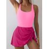 imageAleumdr One Piece Swimdress Swimsuit for Women Tummy Control with Mesh Skirt Tie Knot Swim Dresses Bathing SuitHot Pink