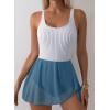 imageAleumdr One Piece Swimdress Swimsuit for Women Tummy Control with Mesh Skirt Tie Knot Swim Dresses Bathing SuitSky Blue Stripe