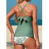 imageAleumdr Tankini Swimsuits for Women 2 Piece Tummy Control Bathing Suit V Neck Tankini Top with High Waisted BottomGreen