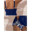 imageAleumdr Tankini Swimsuits for Women Modest Two Piece Bathing Suit Square Neck Swim Top with High Waisted BottomFloral Navy Blue