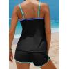 imageAleumdr Women Blouson Color Block Tankini Swimsuits Tummy Control Modest Two Piece Bathing Suits with PocketsBlack