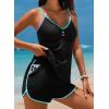 imageAleumdr Women Blouson Color Block Tankini Swimsuits Tummy Control Modest Two Piece Bathing Suits with PocketsBlack