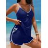 imageAleumdr Women Blouson Color Block Tankini Swimsuits Tummy Control Modest Two Piece Bathing Suits with PocketsBlue