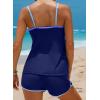 imageAleumdr Women Blouson Color Block Tankini Swimsuits Tummy Control Modest Two Piece Bathing Suits with PocketsBlue