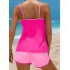 imageAleumdr Women Blouson Color Block Tankini Swimsuits Tummy Control Modest Two Piece Bathing Suits with PocketsHot Pink