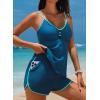imageAleumdr Women Blouson Color Block Tankini Swimsuits Tummy Control Modest Two Piece Bathing Suits with PocketsSail Blue