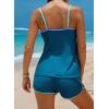 imageAleumdr Women Blouson Color Block Tankini Swimsuits Tummy Control Modest Two Piece Bathing Suits with PocketsSail Blue