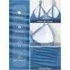 imageAleumdr Women One Piece Swimsuit Tummy Control V Neck Ruched Bathing Suit Push Up Gold Metal Modest Slimming SwimwearBlue