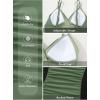 imageAleumdr Women One Piece Swimsuit Tummy Control V Neck Ruched Bathing Suit Push Up Gold Metal Modest Slimming SwimwearGreen