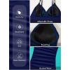 imageAleumdr Women One Piece Swimsuit Tummy Control V Neck Ruched Bathing Suit Push Up Gold Metal Modest Slimming SwimwearNavy Blue