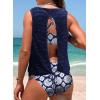imageAleumdr Womens Athletic 3 Piece Tankini Swimsuit with Shorts Tank Tops Bathing Suit with Bra Open Back Athletic SwimwearDirty Blue