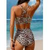 imageAleumdr Womens Athletic 3 Piece Tankini Swimsuit with Shorts Tank Tops Bathing Suit with Bra Open Back Athletic SwimwearLeopard