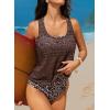 imageAleumdr Womens Athletic 3 Piece Tankini Swimsuit with Shorts Tank Tops Bathing Suit with Bra Open Back Athletic SwimwearLeopard