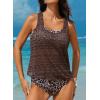 imageAleumdr Womens Athletic 3 Piece Tankini Swimsuit with Shorts Tank Tops Bathing Suit with Bra Open Back Athletic SwimwearLeopard