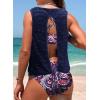 imageAleumdr Womens Athletic 3 Piece Tankini Swimsuit with Shorts Tank Tops Bathing Suit with Bra Open Back Athletic SwimwearNavy Blue