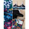 imageAleumdr Womens One Piece Swimsuit Floral Print Whip Stitch Tummy Control Swimdress Skirt Bathing Suit with PocketBlue Green
