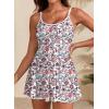 imageAleumdr Womens One Piece Swimsuit Floral Print Whip Stitch Tummy Control Swimdress Skirt Bathing Suit with PocketBrown