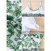 imageAleumdr Womens One Piece Swimsuit Floral Print Whip Stitch Tummy Control Swimdress Skirt Bathing Suit with PocketGreen