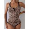 imageAleumdr Womens One Piece Swimsuit Tummy Control V Wired Slimming Bathing Suit Color Block Printed SwimwearBlack Leopard