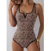 imageAleumdr Womens One Piece Swimsuit Tummy Control V Wired Slimming Bathing Suit Color Block Printed SwimwearBlack Leopard
