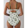 imageAleumdr Womens One Piece Swimsuit Tummy Control V Wired Slimming Bathing Suit Color Block Printed SwimwearGreen