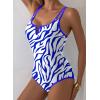 imageAleumdr Womens One Piece Swimsuit Tummy Control V Wired Slimming Bathing Suit Color Block Printed SwimwearSky Blue