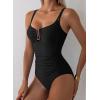 imageAleumdr Womens One Piece Swimsuits Tummy Control Bathing Suit UWire Cutout Ruched Slimming SwimwearBlack