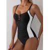 imageAleumdr Womens One Piece Swimsuits Tummy Control Bathing Suit UWire Cutout Ruched Slimming SwimwearBlack White