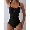 imageAleumdr Womens One Piece Swimsuits Tummy Control Bathing Suit UWire Cutout Ruched Slimming SwimwearBlack White