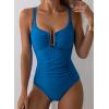 imageAleumdr Womens One Piece Swimsuits Tummy Control Bathing Suit UWire Cutout Ruched Slimming SwimwearBlue