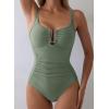 imageAleumdr Womens One Piece Swimsuits Tummy Control Bathing Suit UWire Cutout Ruched Slimming SwimwearMist Green