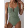 imageAleumdr Womens One Piece Swimsuits Tummy Control Bathing Suit UWire Cutout Ruched Slimming SwimwearMist Green
