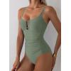 imageAleumdr Womens One Piece Swimsuits Tummy Control Bathing Suit UWire Cutout Ruched Slimming SwimwearMist Green