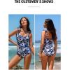 imageAleumdr Womens One Piece Swimsuits Tummy Control Bathing Suits V Neck Boho Tie Shoulder Ruched Full Coverage SwimwearBlack