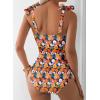 imageAleumdr Womens One Piece Swimsuits Tummy Control Bathing Suits V Neck Boho Tie Shoulder Ruched Full Coverage SwimwearYellow