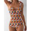 imageAleumdr Womens One Piece Swimsuits Tummy Control Bathing Suits V Neck Boho Tie Shoulder Ruched Full Coverage SwimwearYellow